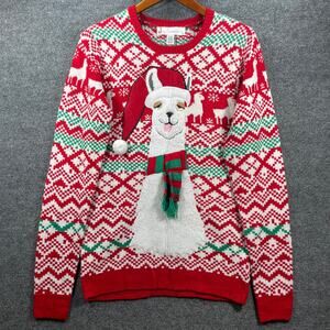 Jolly Sweaters Ugly Llama Sweater Men's Small Red/Green Christmas Holiday